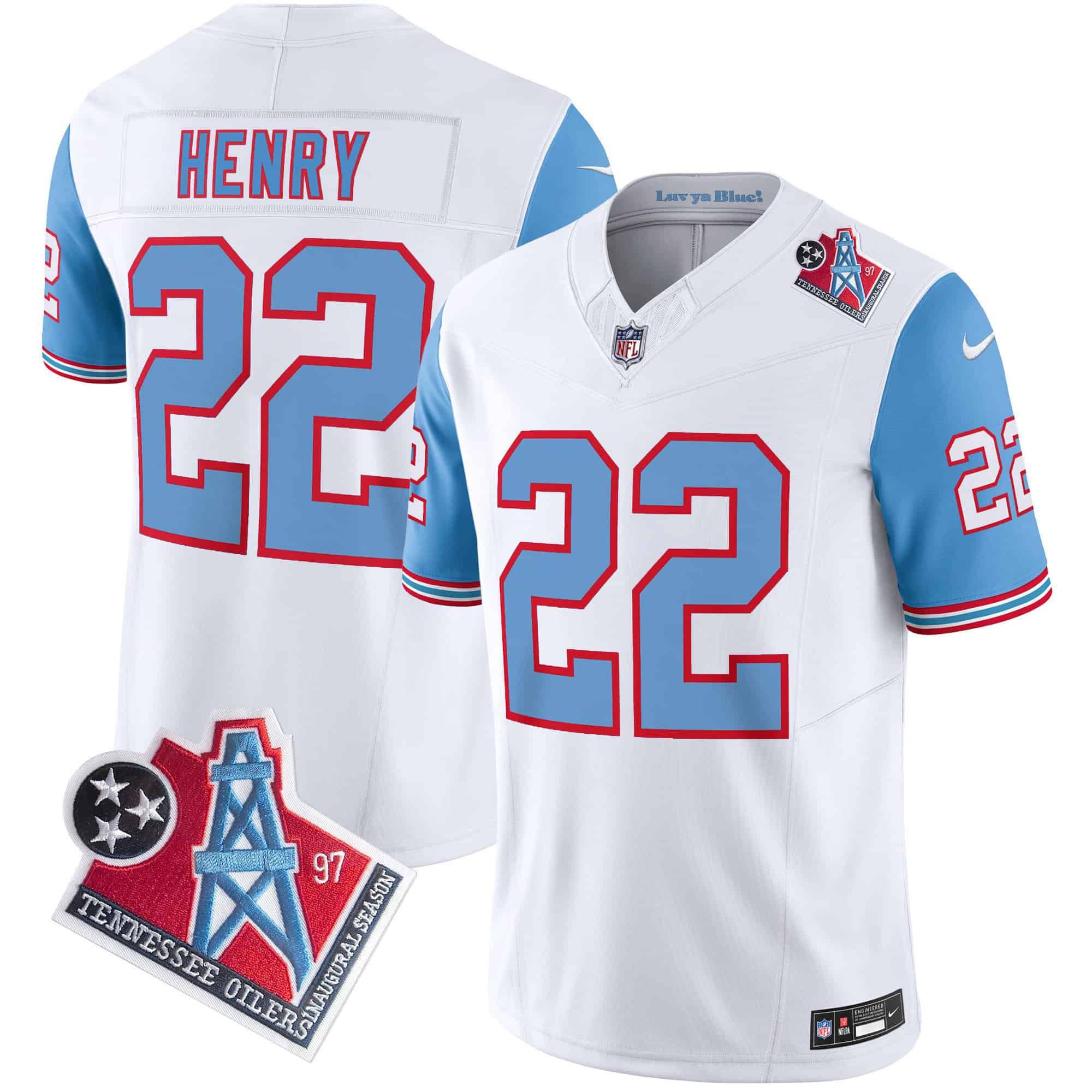 Men Tennessee Titans #22 Henry White 1997 Throwback 2024 Nike Limited Vapor NFL Jersey style 1